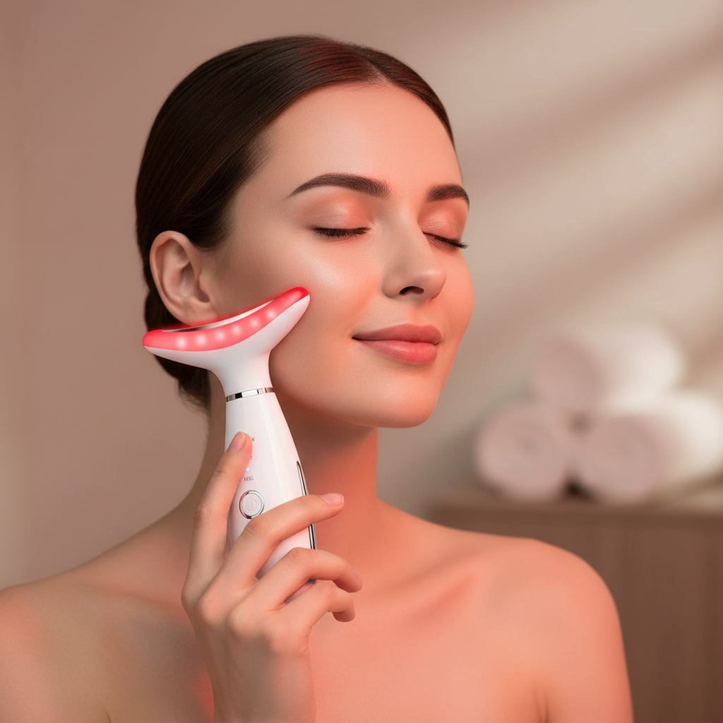 Transform Your Skincare Routine with the Ultimate 7-Color Facial Massager – Your At-Home Spa Solution in Stylish White
